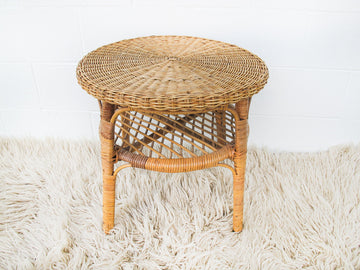 Wicker Side Table Plant Stand Two-Tier