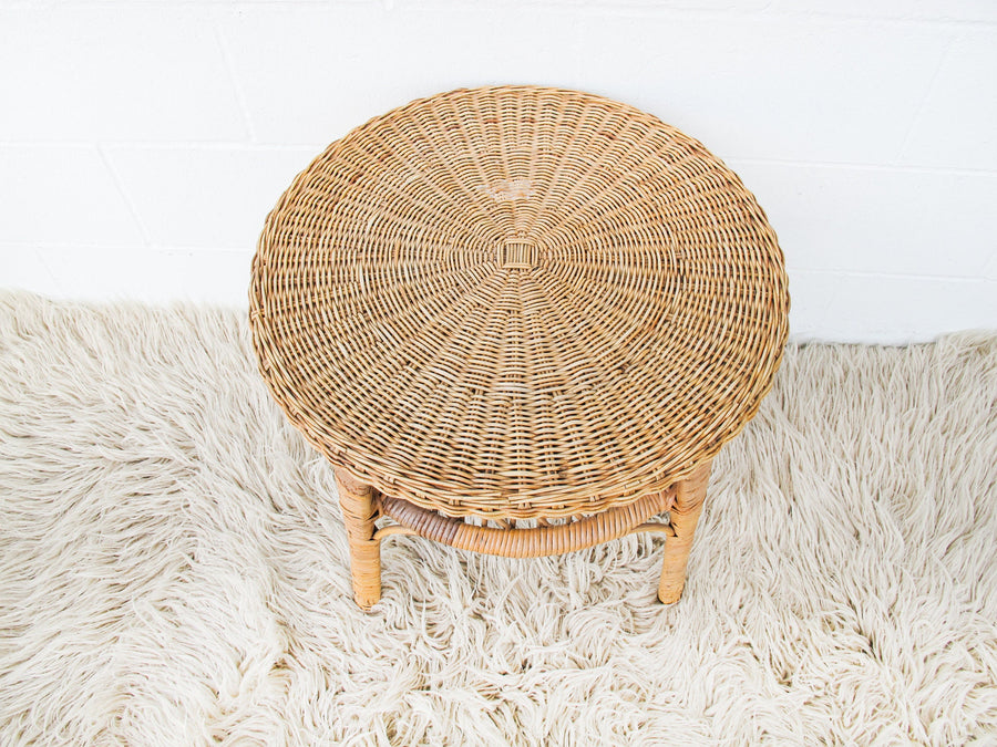 Wicker Side Table Plant Stand Two-Tier