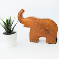 Leather Elephant Piggy Bank Coin Collector Made in Africa