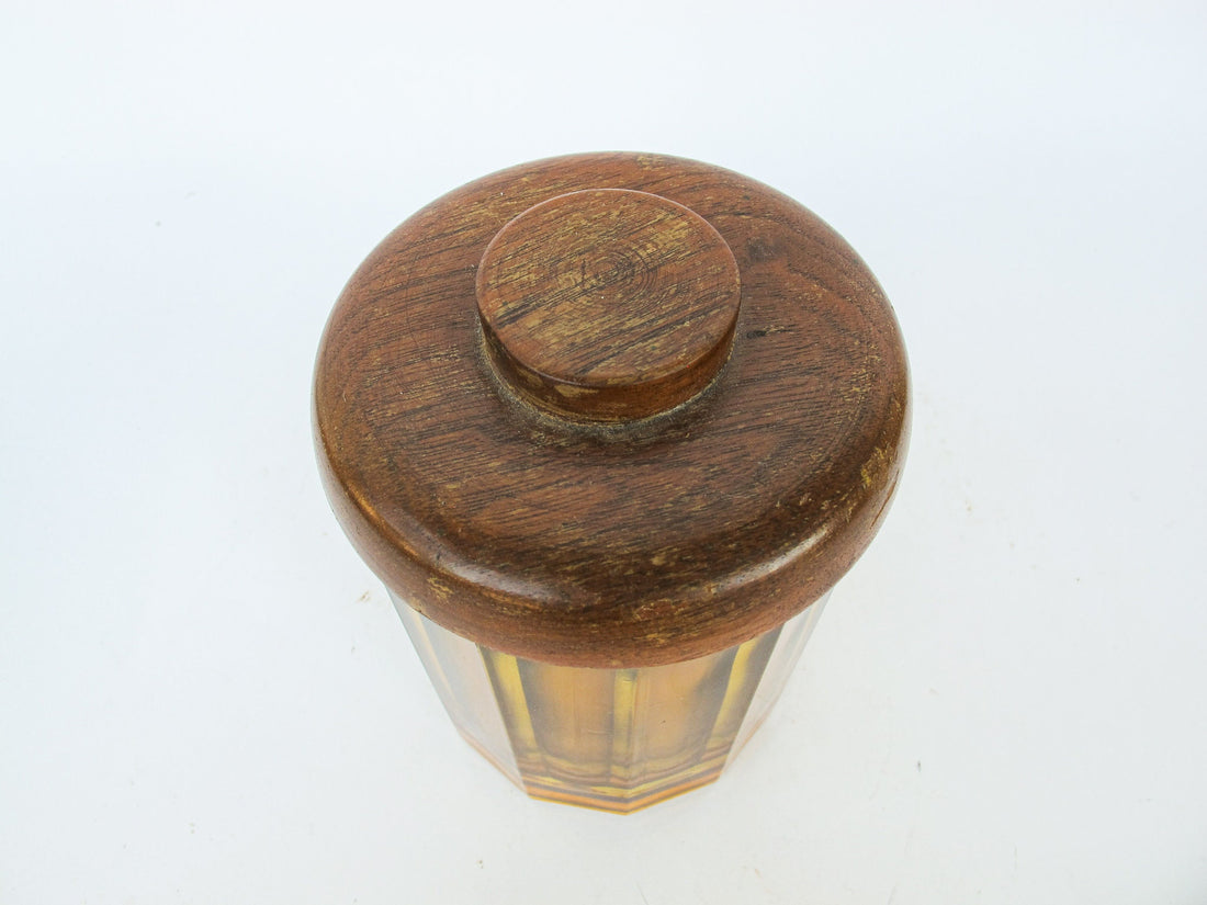 Amber Glass Canister with Wood Lid