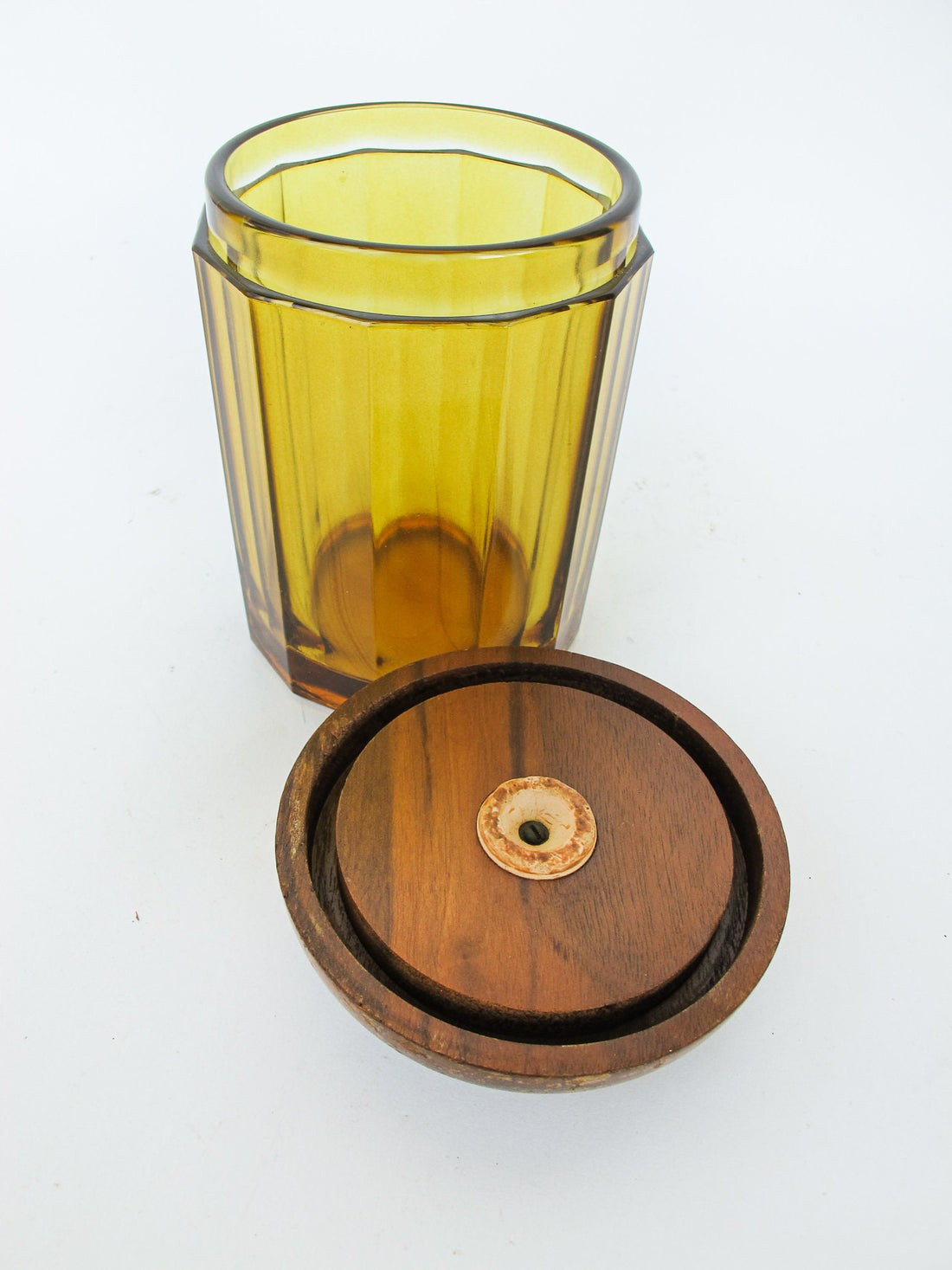 Amber Glass Canister with Wood Lid