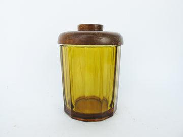 Amber Glass Canister with Wood Lid