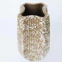 Midcentury Sculptural Ceramic Pottery Vase in Nude with White Speckles
