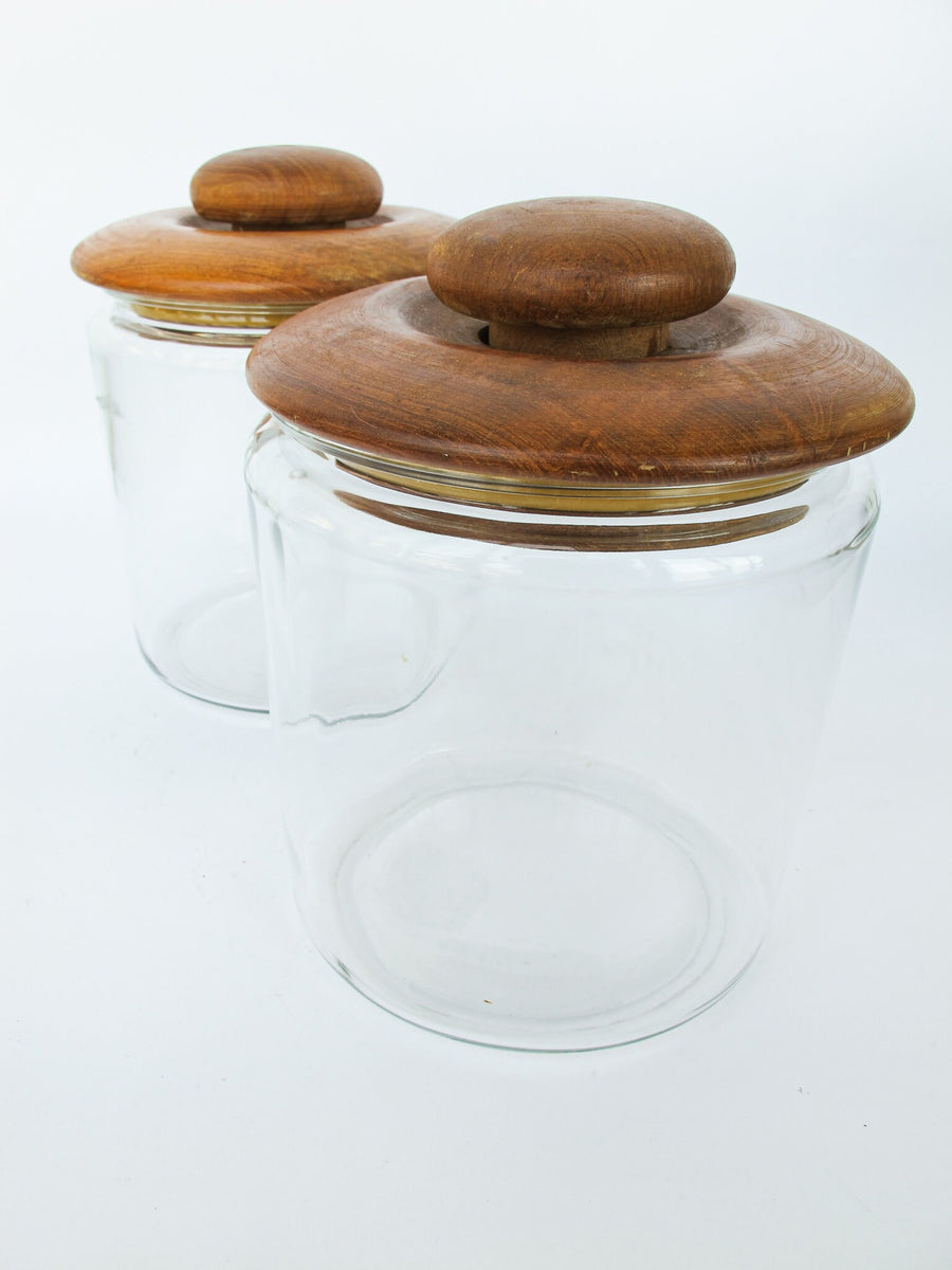 Winsom Teak Wood and Glass Kitchen Canisters Made in Thailand (2 Available, Sold Separately)