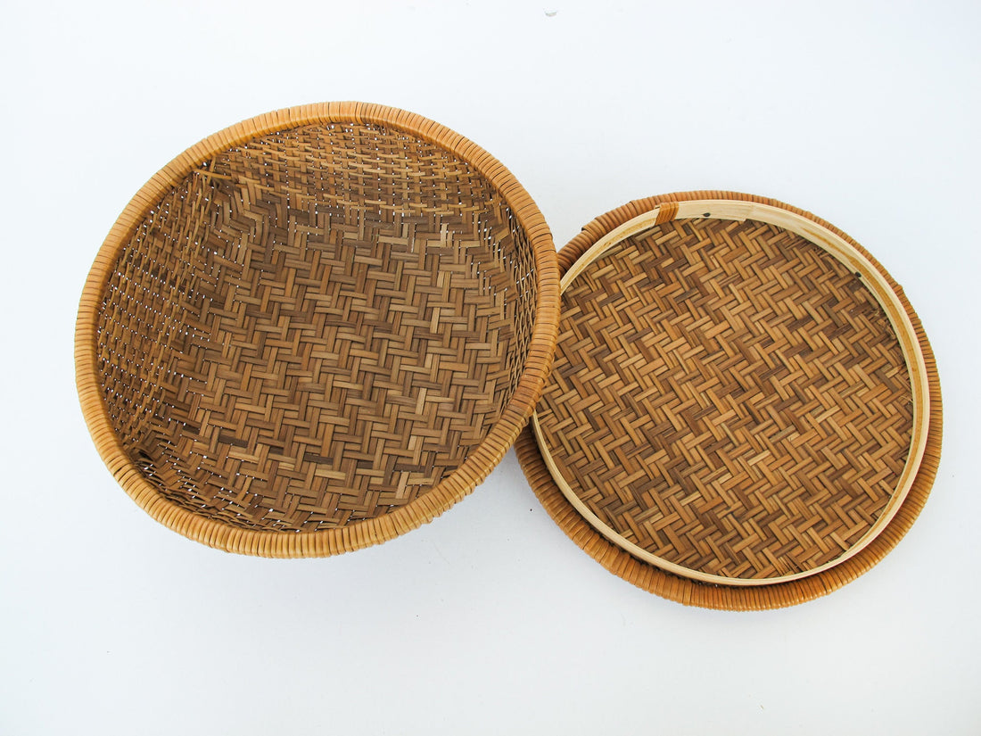 Woven Rattan Basket with Lid