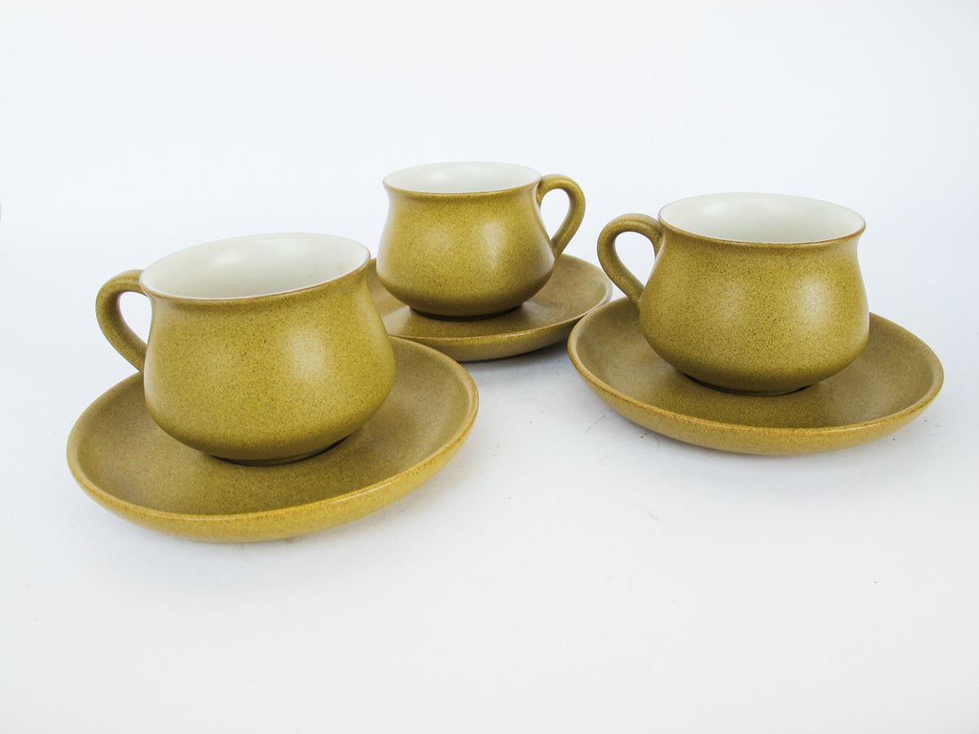 Denby England Ceramic Mug Saucer and Pitcher Set of Eight
