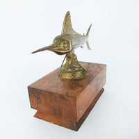 Metal Swordfish Trophy on Wood Base