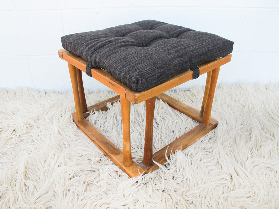 Japanese Quilt Warmer Stool  Footrest Ottoman with Charcoal Cushion