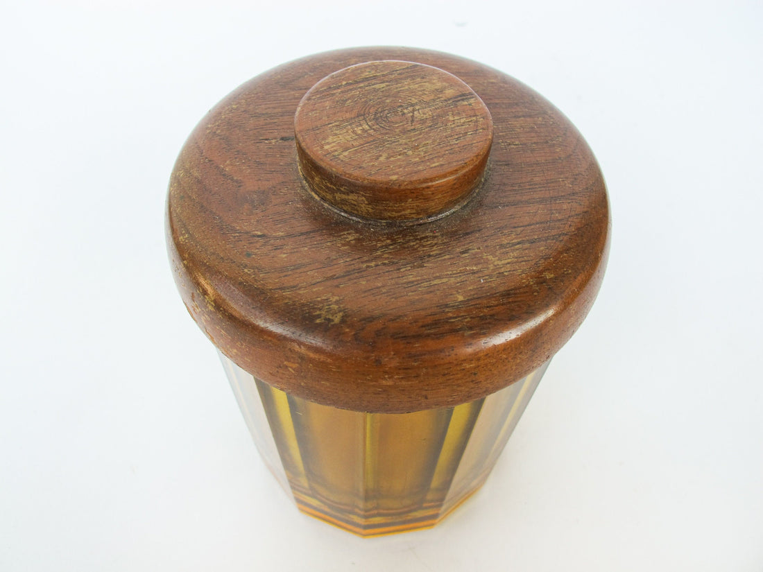 Amber Glass Canister with Wood Lid