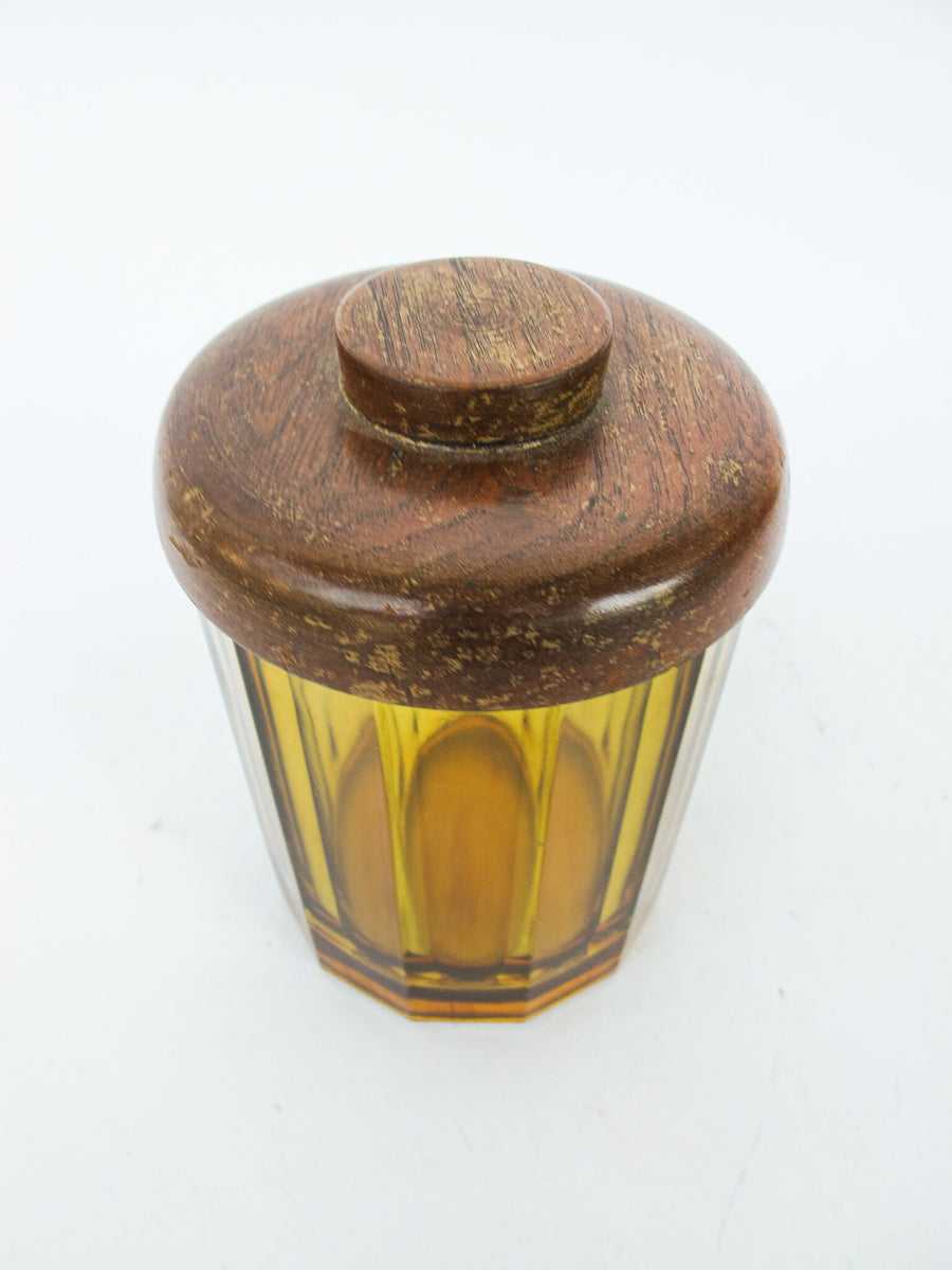 Amber Glass Canister with Wood Lid