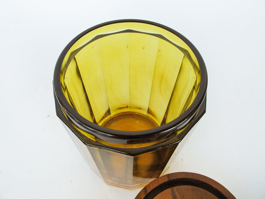 Amber Glass Canister with Wood Lid