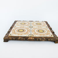 Mexican Tile and Carved Wood Tray Trivet