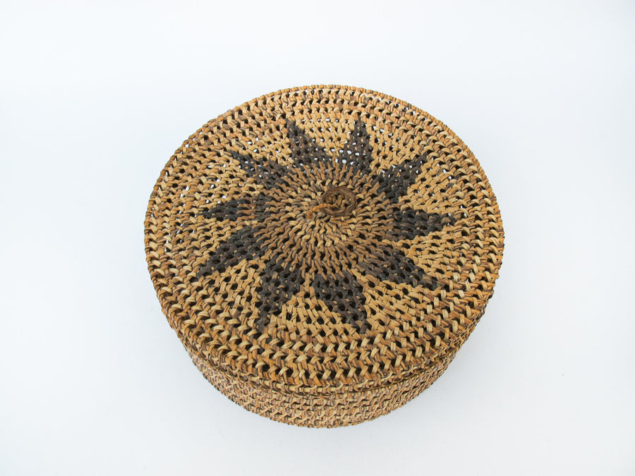 Basket with Original Lid and Pin Wheel Detail