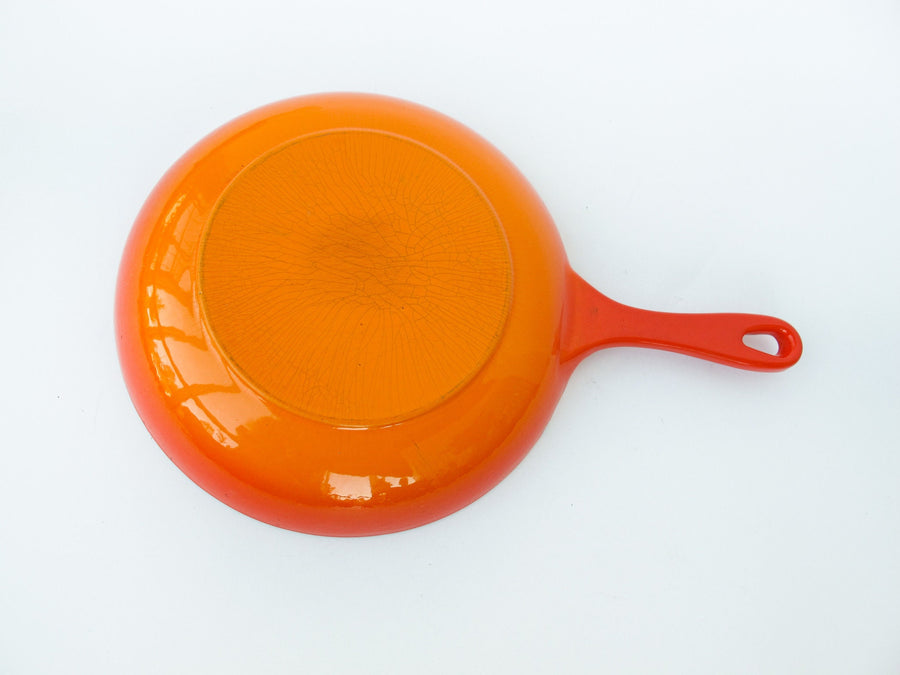 Enamelware Cast Iron Skillet in Orange and White