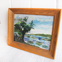 Mountain Landscape Painting with Original Wood Frame
