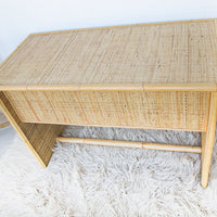 Italian Bamboo Rattan Desk with Two Drawers