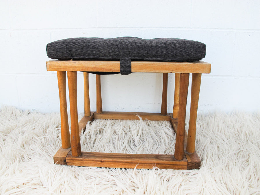 Japanese Quilt Warmer Stool  Footrest Ottoman with Charcoal Cushion