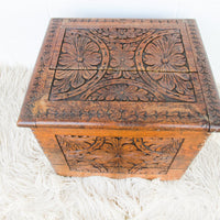 Hand Carved International Wood Trunk