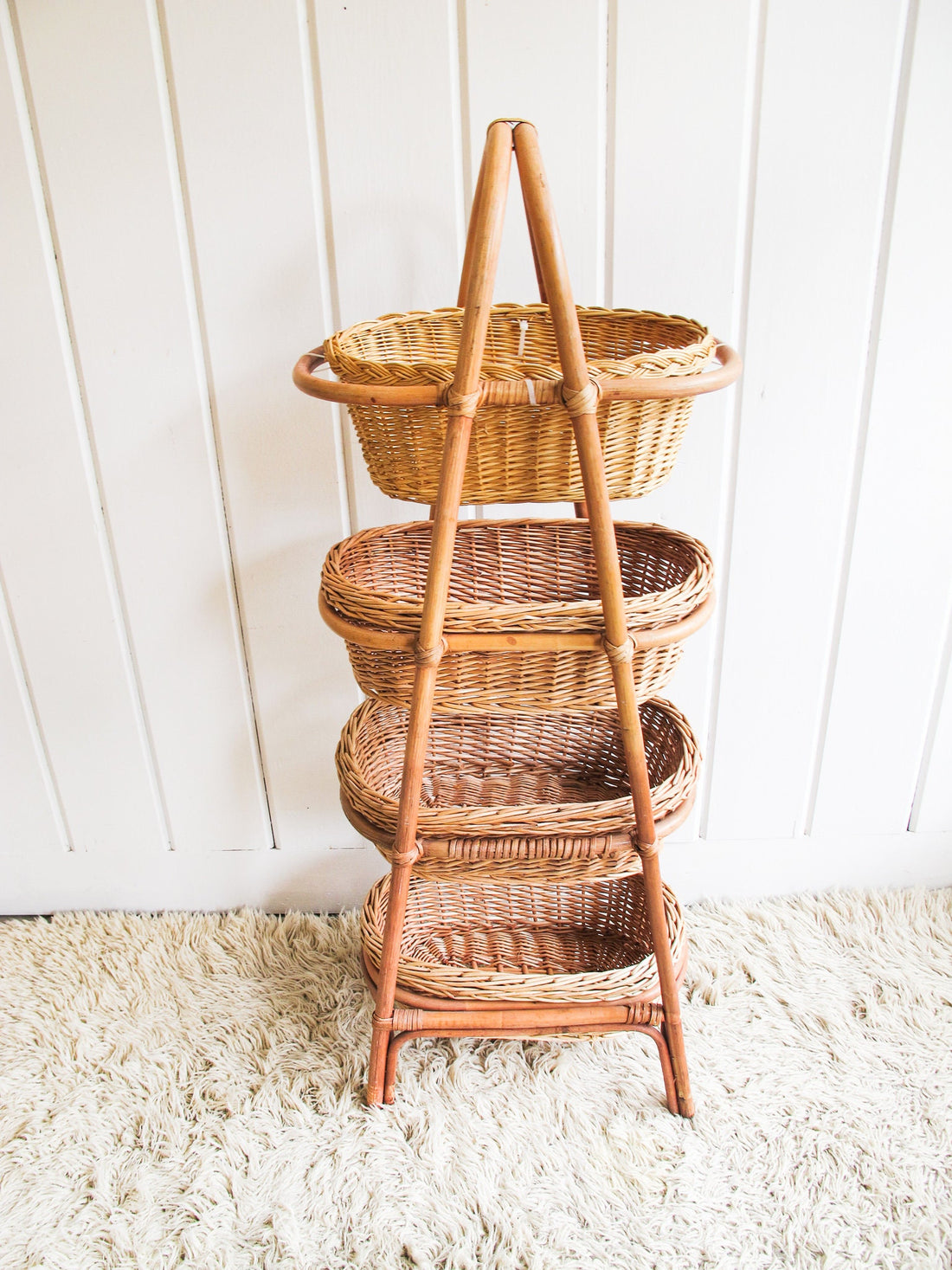 Woven Wicker, Rattan and Bamboo Basket  Ladder Stand