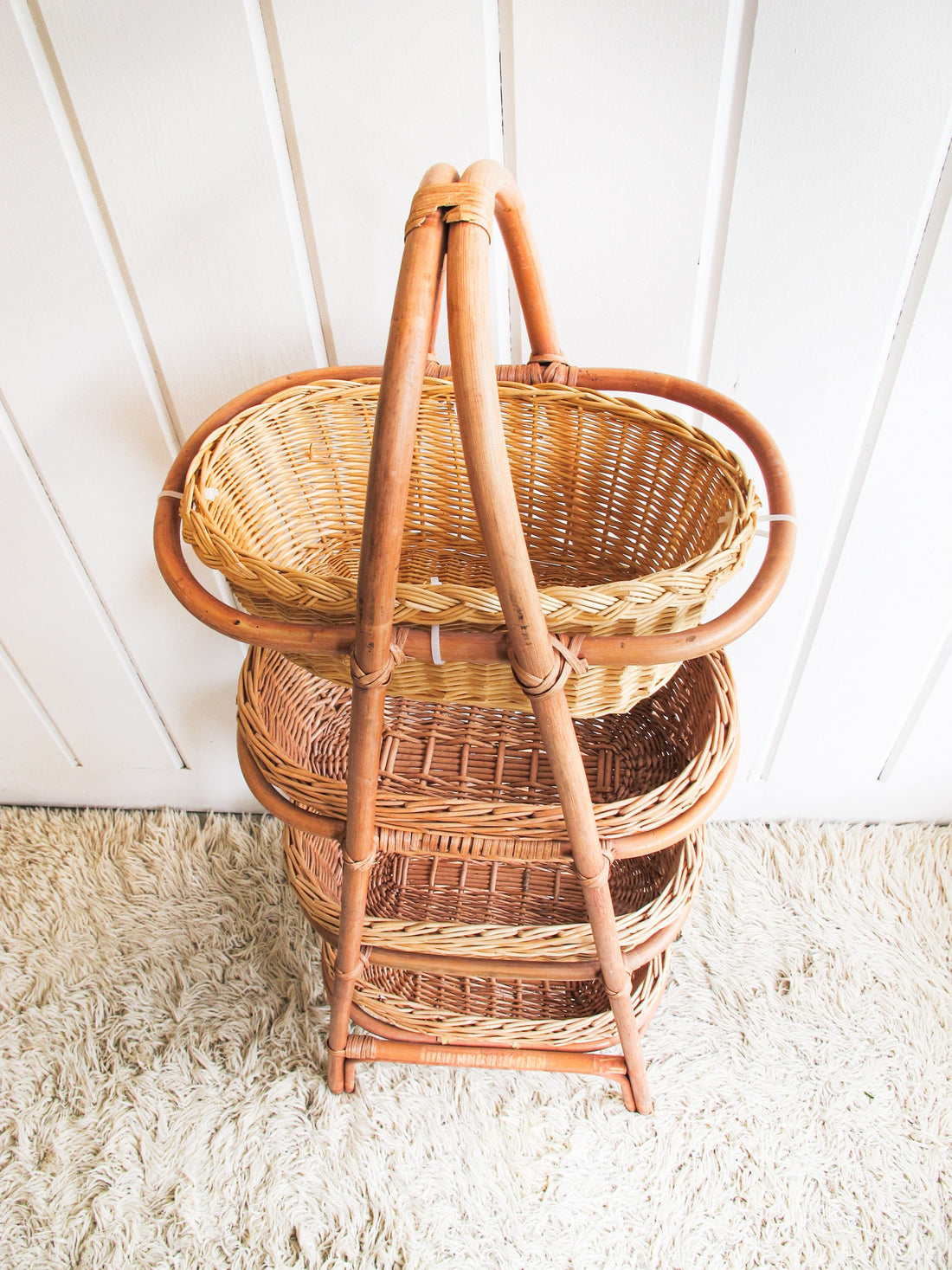 Woven Wicker, Rattan and Bamboo Basket  Ladder Stand