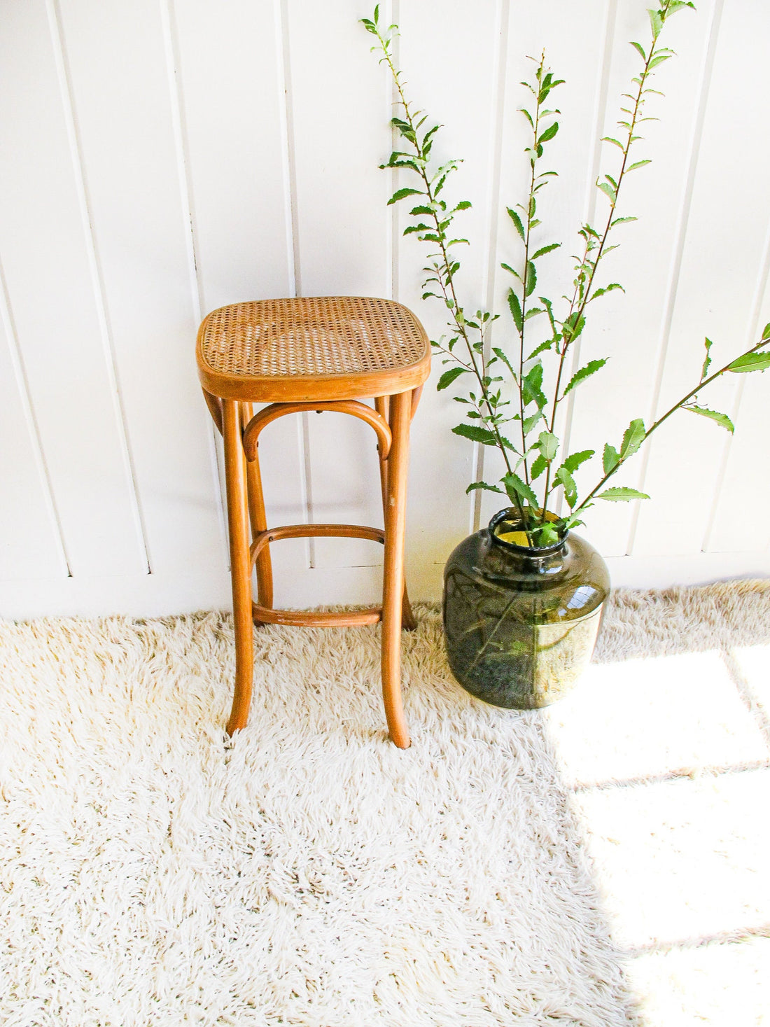 Josef Hoffman Thonet Style Bentwood and Cane Stool Plant Stand