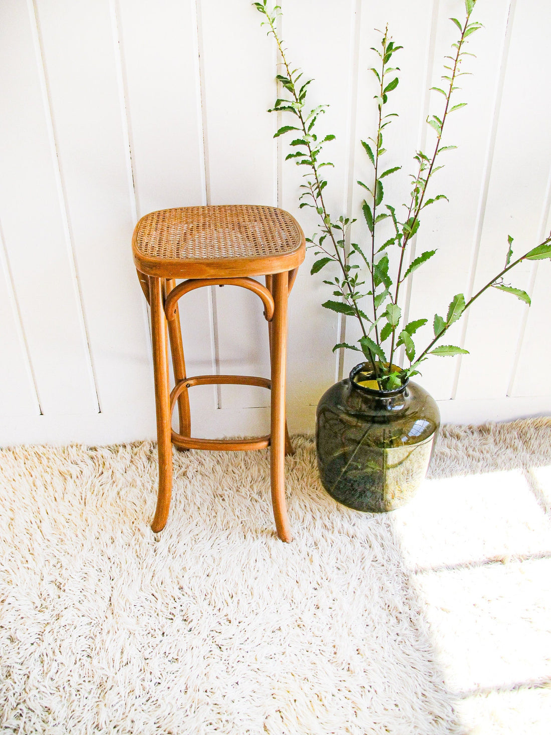 Josef Hoffman Thonet Style Bentwood and Cane Stool Plant Stand