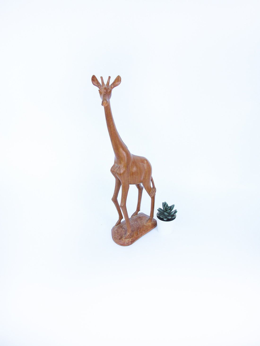 Hand Carved Wood Giraffe Sculpture Figure