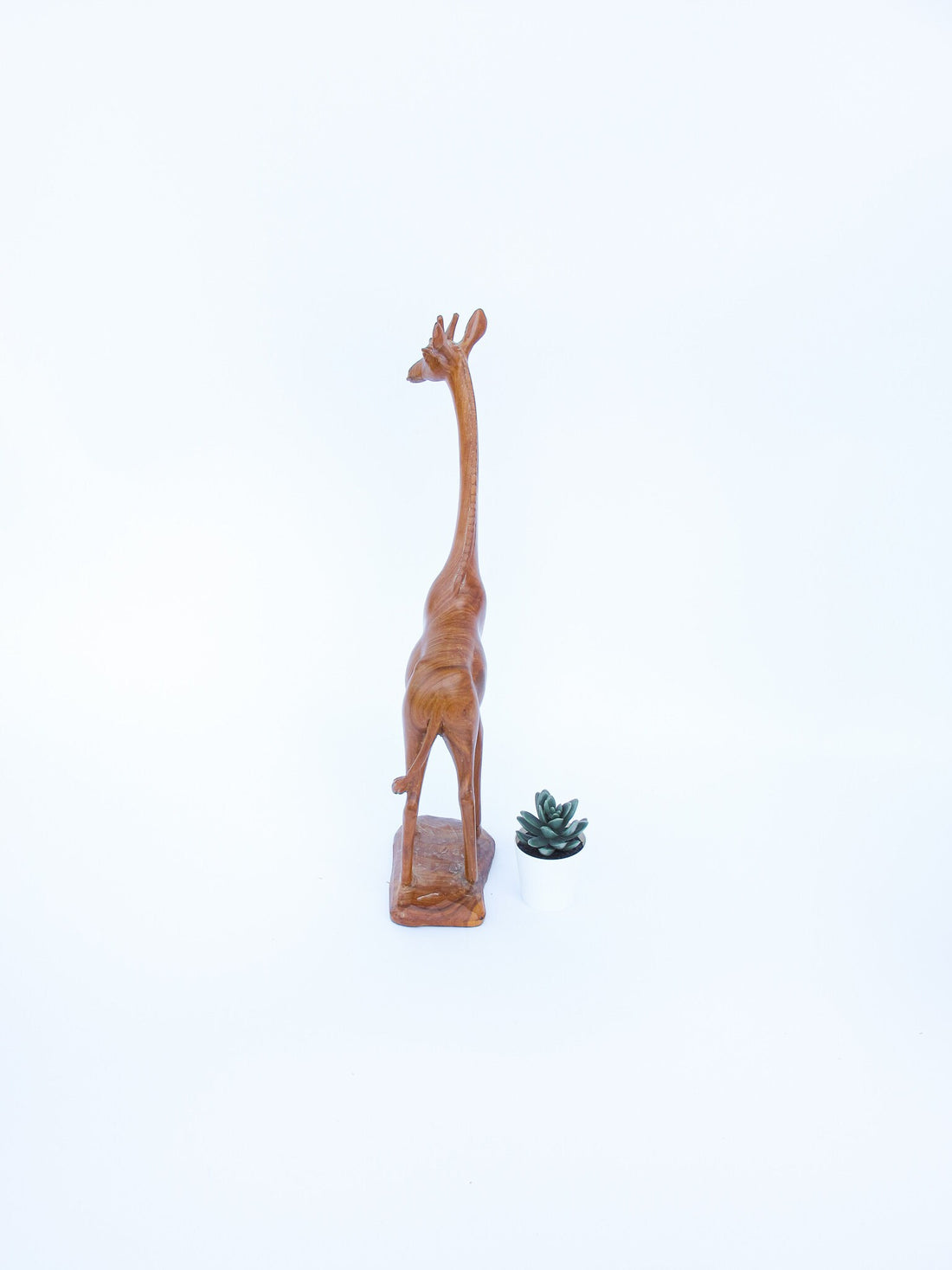 Hand Carved Wood Giraffe Sculpture Figure