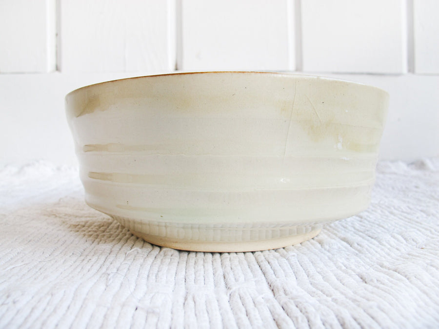 Hand Spun Ceramic Bowl in Cream and Desert Glazes