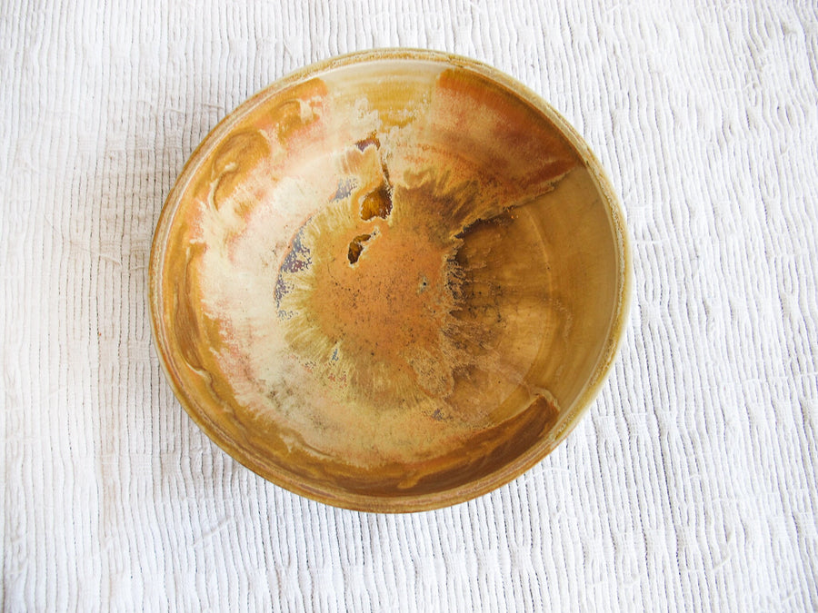 Hand Spun Ceramic Bowl in Cream and Desert Glazes