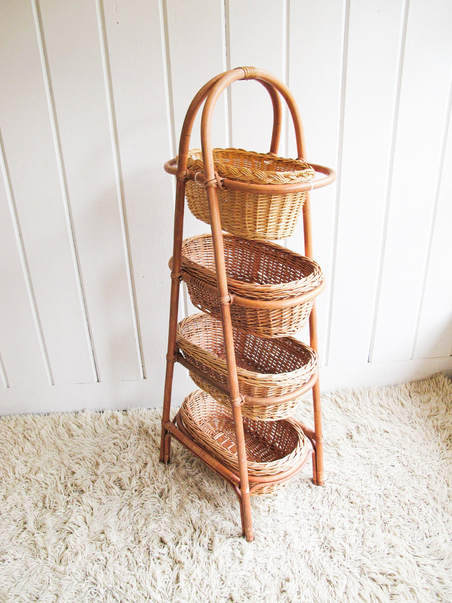 Woven Wicker, Rattan and Bamboo Basket  Ladder Stand