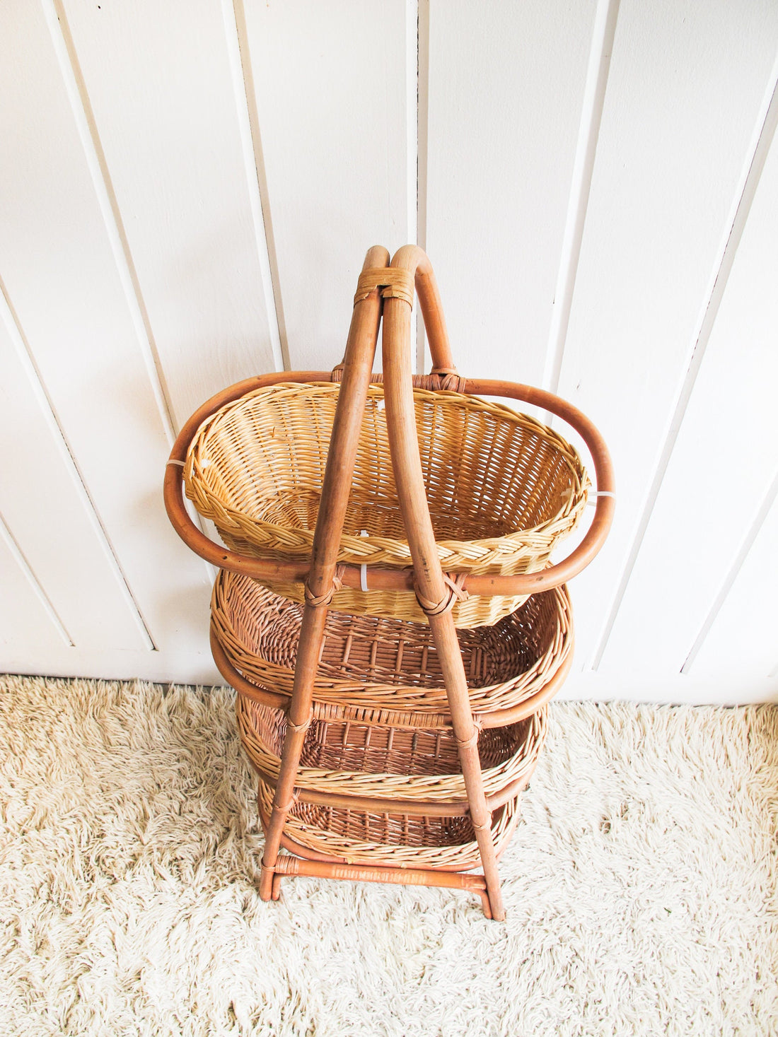 Woven Wicker, Rattan and Bamboo Basket  Ladder Stand