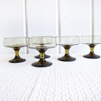 Midcentury Smokey Champagne and Cocktail Glasses Set of Five