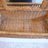 Wicker Wall Mirror with Storage Basket and Rack