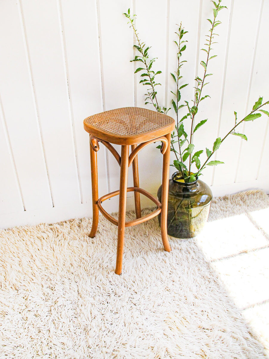 Josef Hoffman Thonet Style Bentwood and Cane Stool Plant Stand