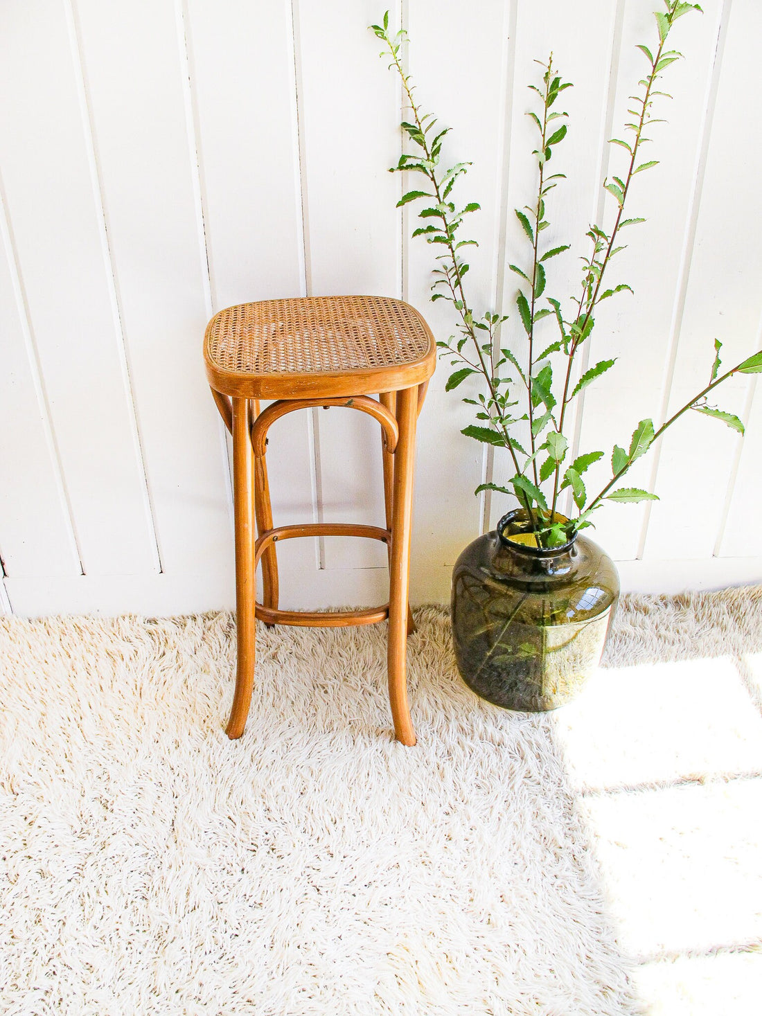 Josef Hoffman Thonet Style Bentwood and Cane Stool Plant Stand