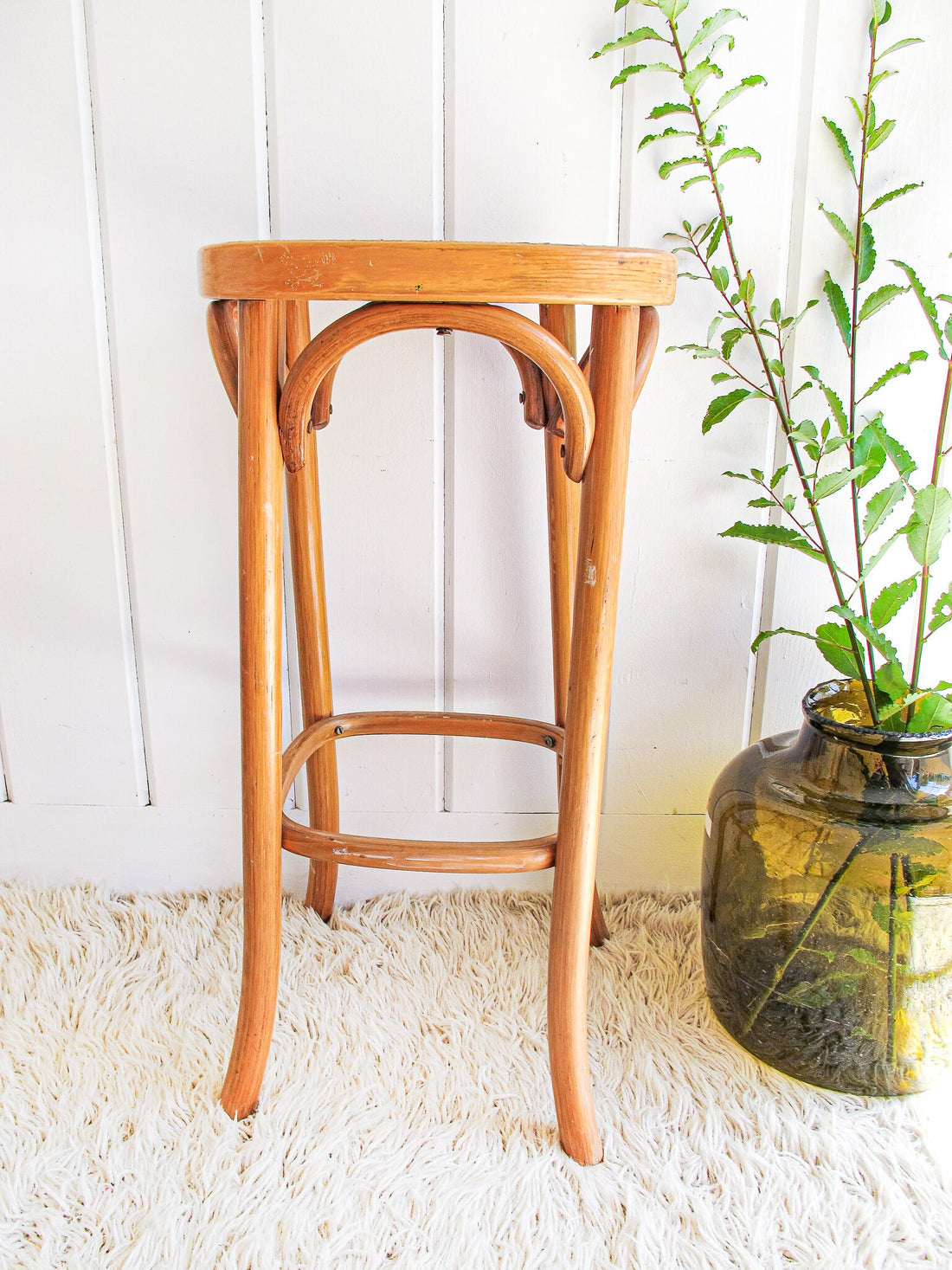 Josef Hoffman Thonet Style Bentwood and Cane Stool Plant Stand