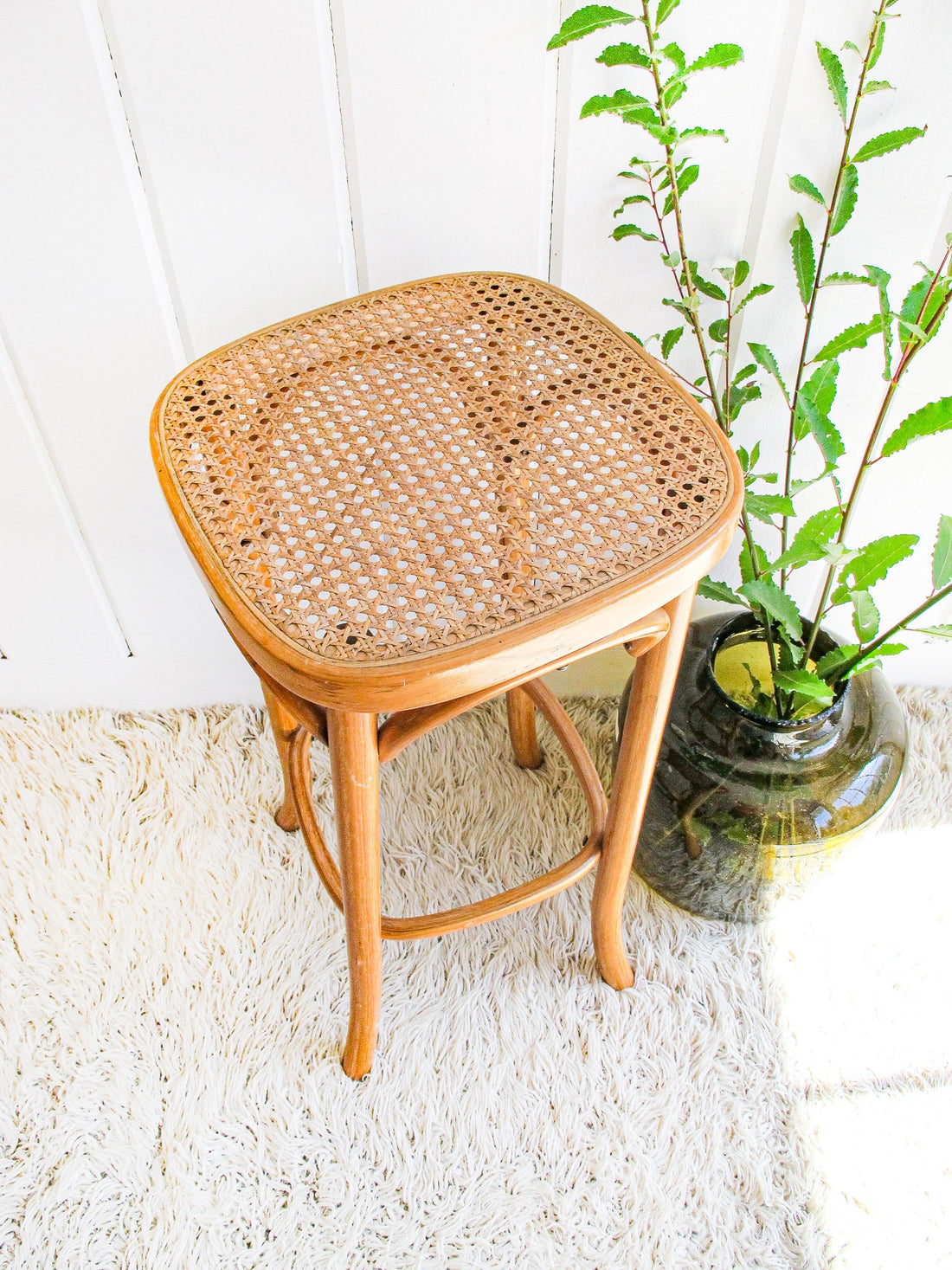 Josef Hoffman Thonet Style Bentwood and Cane Stool Plant Stand