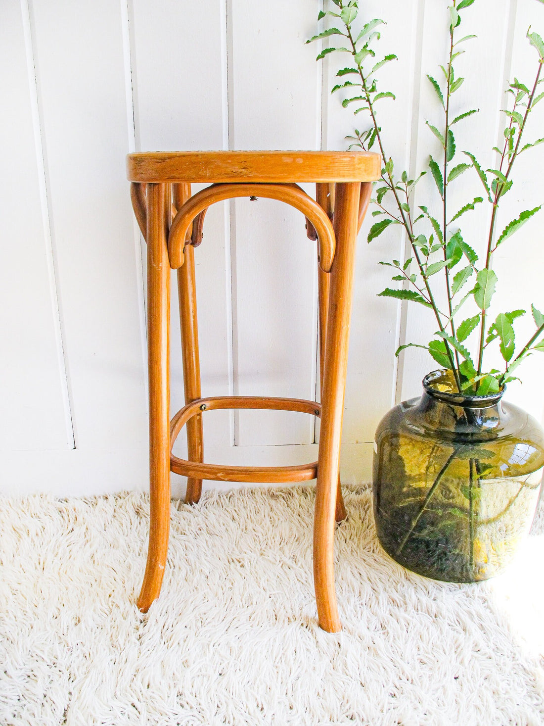 Josef Hoffman Thonet Style Bentwood and Cane Stool Plant Stand