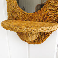 Wicker Wall Mirror with Tray Made by Quon Quon