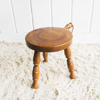 Wood plant Stand Milk Stool with Leather Handle