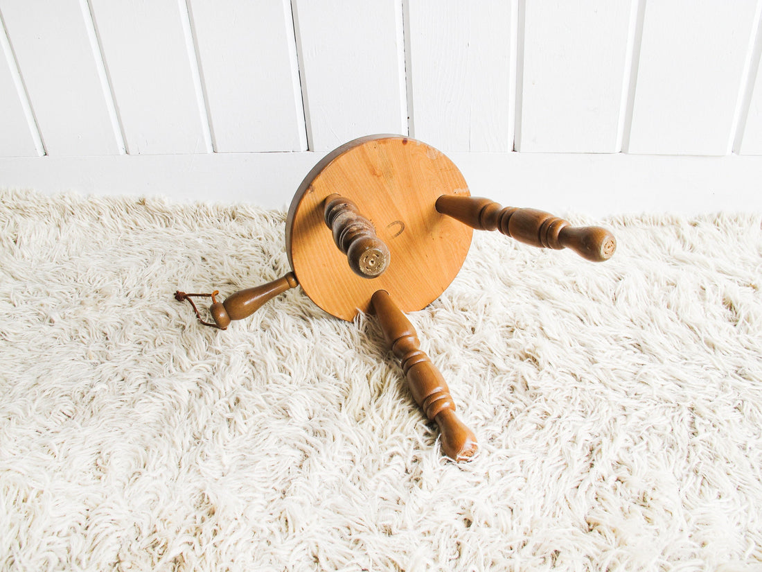 Wood plant Stand Milk Stool with Leather Handle