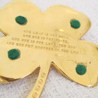 Four Leaf Clover Brass Tray with Pen Holder
