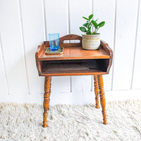 Wood Side Table Plant Stand with Shelf