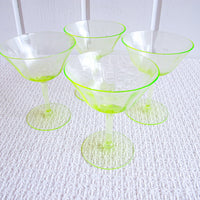 Vaseline Champagne Cocktail Wine Glasses ( 2 Sets of Four Glasses Available and Sold Separately)
