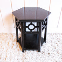 Wood Hexagon Plant Stand Side Table Two-Tier