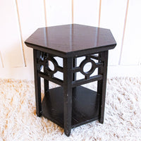 Wood Hexagon Plant Stand Side Table Two-Tier