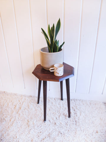 Hexagon Wood Plant Stand Side Table