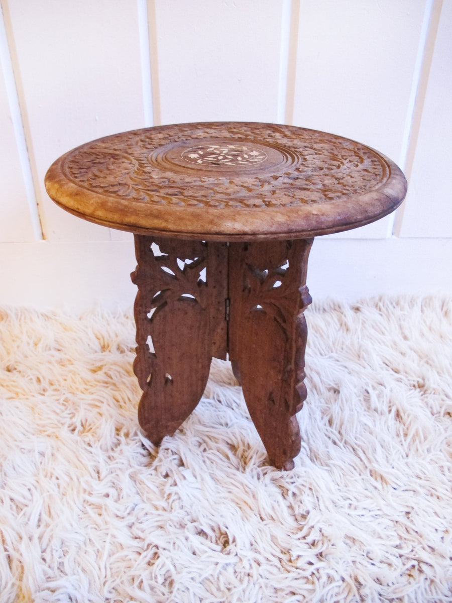 Teak Wood Table with Folding Base Made in India