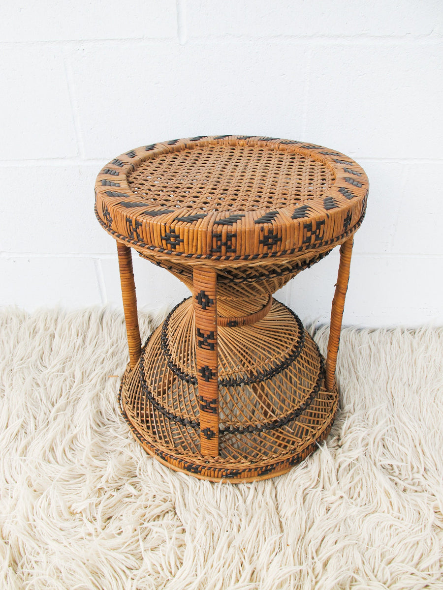 Rattan Table with Five Stools Made In Japan